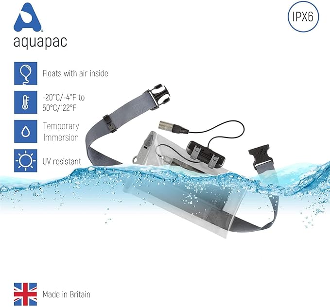 Aquapac Waterproof Case For Radio Microphone Large, 5 Year Warranty, Made in the UK, Professional Sound Engineer, For Wired Electronic Devices