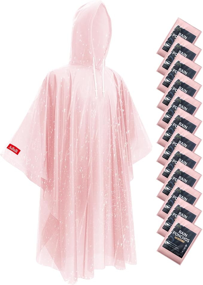 Hitituto Rain Ponchos for Adults - Extra Long Emergency Poncho with Hood, 6/12/24 Family Pack Raincoat, Home Survival Kits