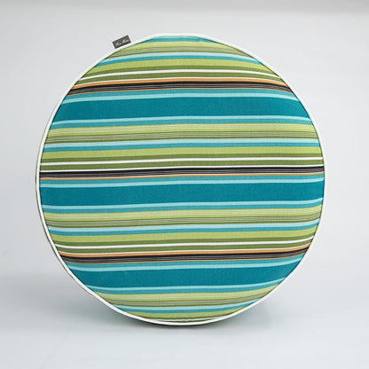 FUNHOME Inflatable Outdoor Ottoman with Air Pump,20"x9" Portable Patio Pouf,Water Resistant,Fade-Resistant,Round Blow Up Footrest Stools for Home Garden Camping Travel(Green Stripe)