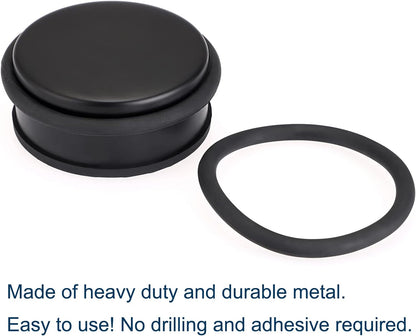 Sumnacon 2Pcs Heavy Duty Door Stoppers No Drill, Sturdy Stainless Steel Floor Door Stops with Anti-Skid Rubber - Decorative Metal Doorstops for Home Office Commercial Industrial, Black