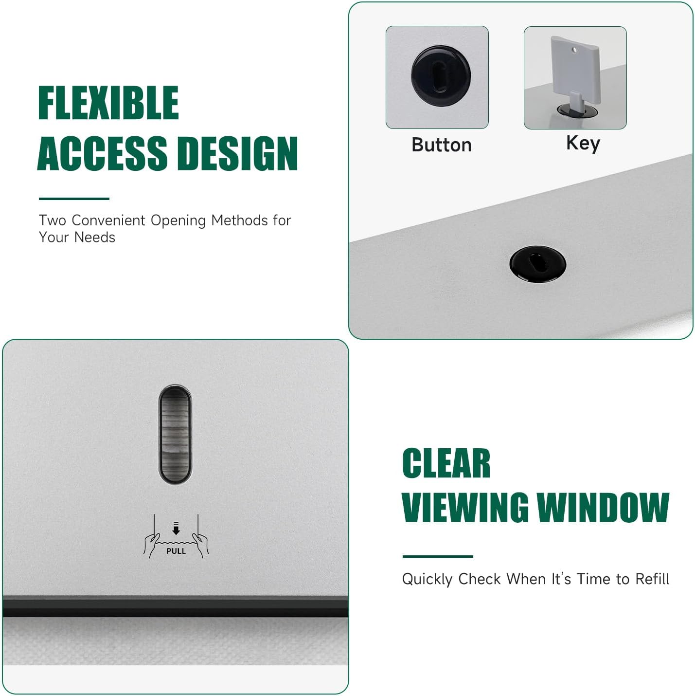 Wall-Mounted Paper Towel Dispenser – Fits Tri-Fold Towels up to 10x3.1 Inches, Holds 200 Sheets, Ideal for Home & Commercial Use (Silver)