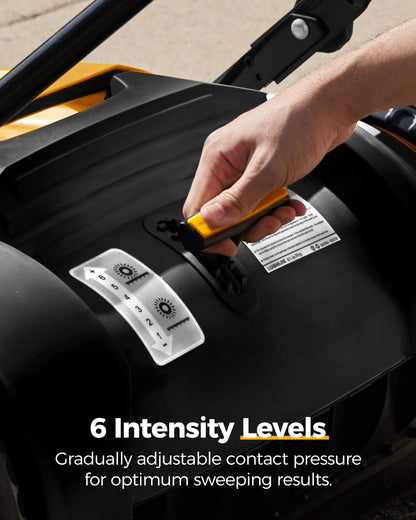 41" Industrial Walk-Behind Hand Push Floor Sweeper | Commercial 55L Large Capacity | 45000 SqFt/Hour | Indoor & Outdoor Use (Yellow)