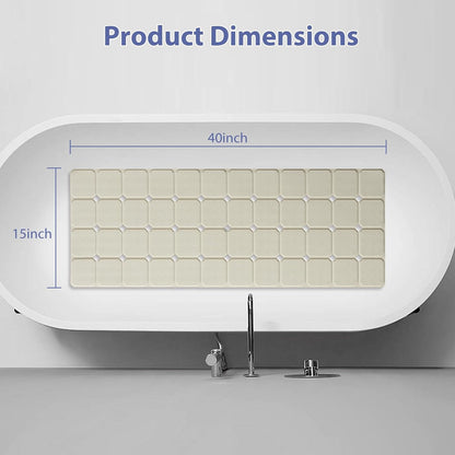Bathtub Mat Non Slip Silicone Foldable Extra Long Tub Mat Strong Suction Cups & Large Drain Holes, Durable,Machine Washable for Smooth Surfaces Shower Mat, Ideal for Families Beige,15"x40" Beige