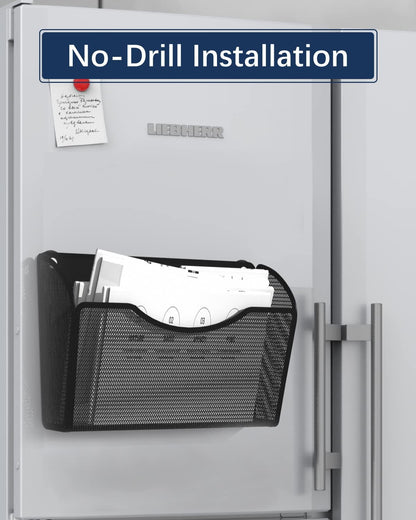 1-Tier Magnetic File Holder - No Drilling Installation File Organizer, Large Capacity Magnetic File Holder for Refrigerator, File Cabinets, Whiteboard, Office, Kitchen