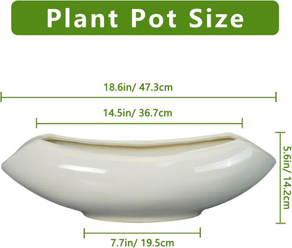 Bonsai Pots 18 Inch - Ceramic Succulent Pots with Drainage Hole Decorative Plant Pot Indoor Large Outdoor Planter Modern Flower Pot for Home Garden Room Decor Gray