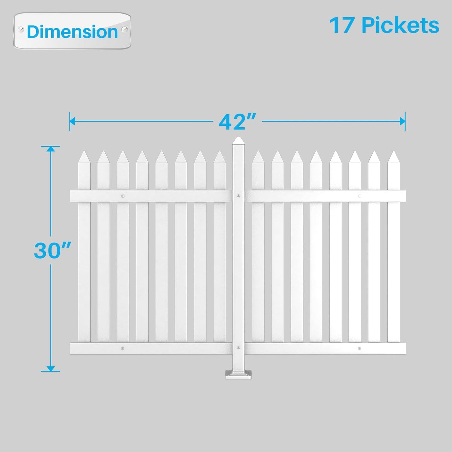 Patio 7 Sets Vinyl Picket Fence Panels 30" H x 84" W White PVC Decorative Fence for Front Yard Porch Patio Deck Pool Air Conditioner Fence Safety Dog Fence (34 Pickets, Straight)