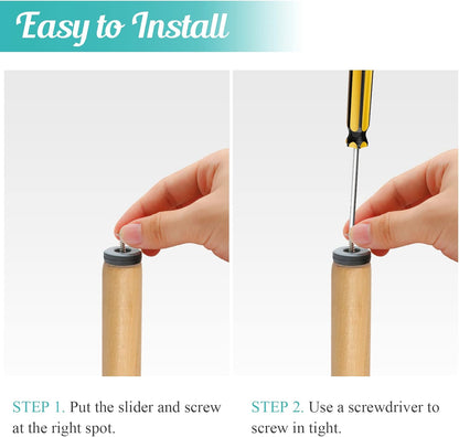 24pcs 3/4" (19mm) Screw on Furniture Sliders, Teflon Chair Leg Slides, Round Furniture Glides with Screws for Hardwood Floors Protectors (Gray/Black)