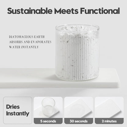 3PCS Bathroom Sink Vanity Trays, Quick Stone Drying Mat Dish Soap Dispenser Sponge Holder for Kitchen Counter, Diatomaceous Earth Water Absorbing Caddy Organizer, White