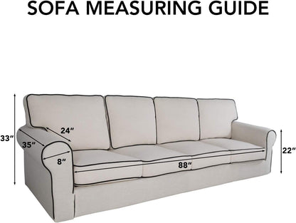 PureFit Reversible Quilted Sofa Cover, Water Resistant Slipcover Furniture Protector, Washable Couch Cover with Non Slip and Elastic Straps for Kids, Dogs, Pets (XX Large, Black/Beige)