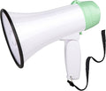 MyMealivos Portable Megaphone Bullhorn 20 Watt Power Megaphone Speaker Voice and Siren/Alarm Modes with Volume Control and Strap (White&Green)