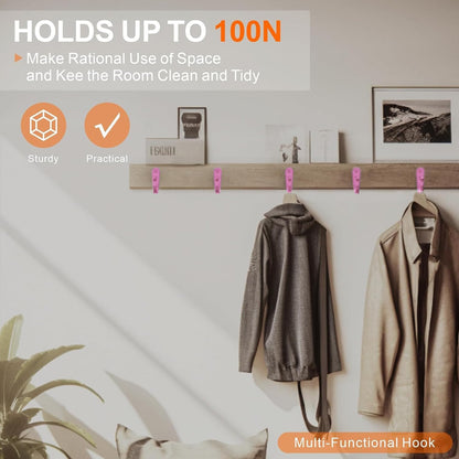 20PCS Wall Hooks for hanging, Metal Wall Hooks for Coats, Coat hooks for Wall, Heavy Duty Single Prong Wall Hooks With 40 Pieces Screws for Hanging Coats，Towel，Backpack，Hat, Dog Leashes (Pink )