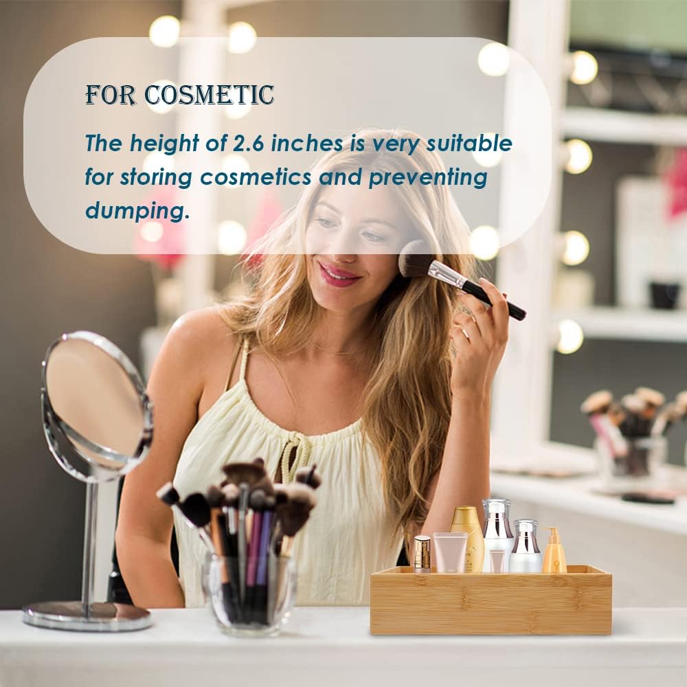 Bamboo Drawer Organizer - Kitchen Utensil Organizer Silverware Tray Cutlery Holder，Office Desk Supplies and Accessories (12x3x2.6 inch)