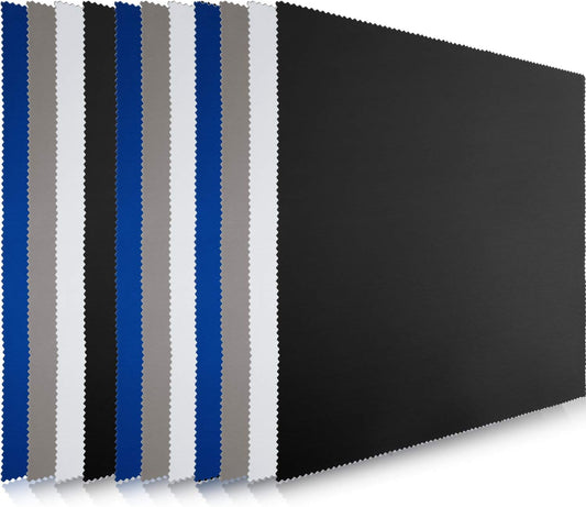 Frienda 12 Pack Large Microfiber Glass Cleaning Cloths 12 x 12 Inch Oversized Eyeglass Sunglasses Cleaning Cloths for Electronics Glasses Screens and Lenses(Black, White, Gray, Royal Blue)