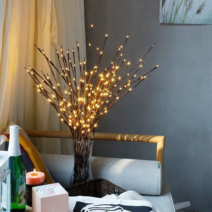 DK177 2 Pack Led Branch Light Battery Operated Lighted Branch Vase Filler Willow Tree Artificial Little Twig Power Brown 30 Inch 20 LED for Indoor Romantic, Multicolor Light