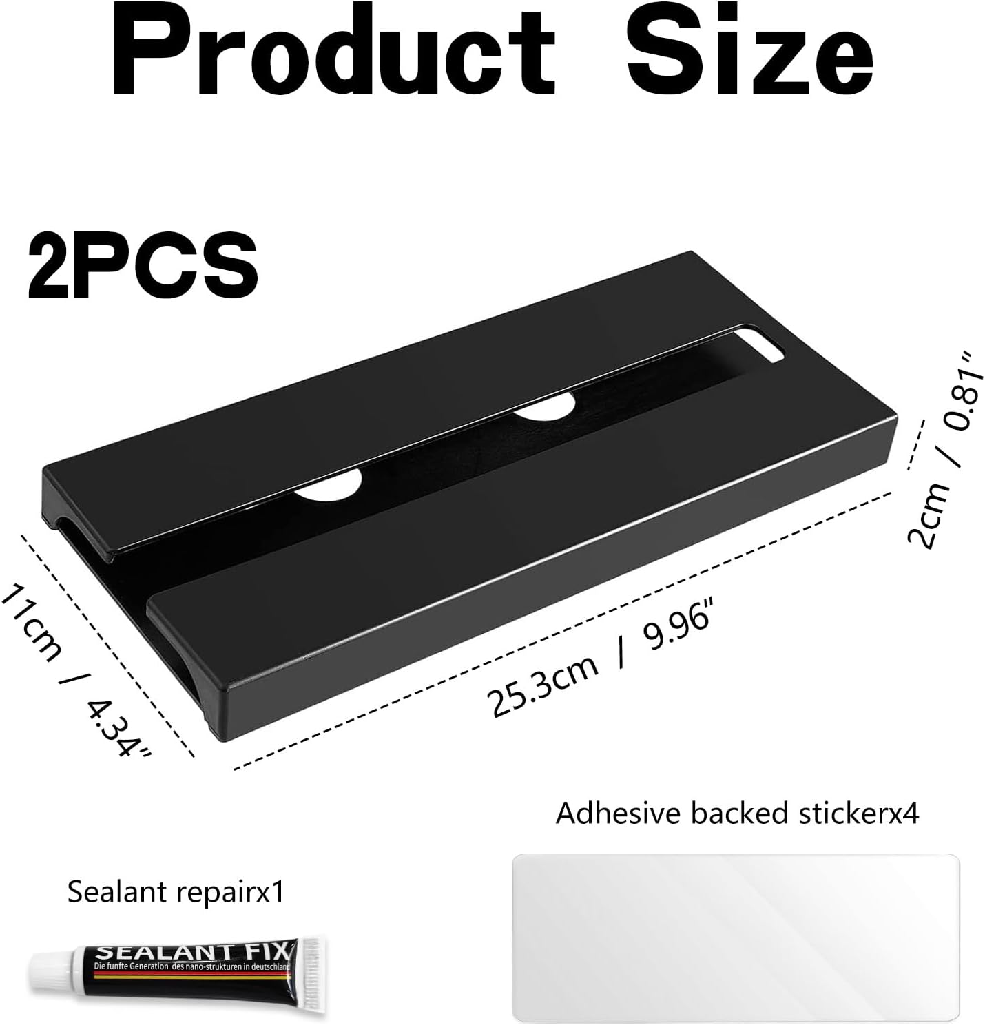 2PC Black Wooden Hanging Wine Glass Rack - Wall Mount Stemware Holder 25.3x11x2 cm - Space Saving Bar Organizer for Kitchen, Dining Room Home Decor (2pc)