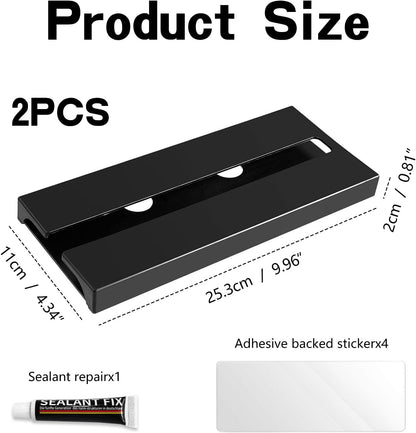 2PC Black Wooden Hanging Wine Glass Rack - Wall Mount Stemware Holder 25.3x11x2 cm - Space Saving Bar Organizer for Kitchen, Dining Room Home Decor (2pc)