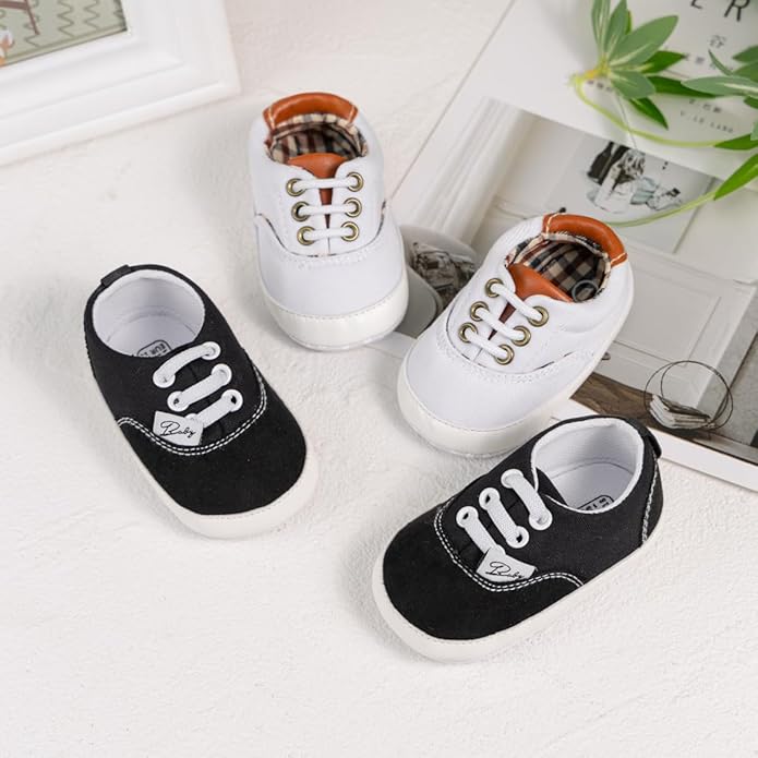 Morbido Infant Baby Boys Girls Canvas Sneaker Toddler Slip On Anti Skid Newborn First Walkers Candy Shoes for 0-18 Months