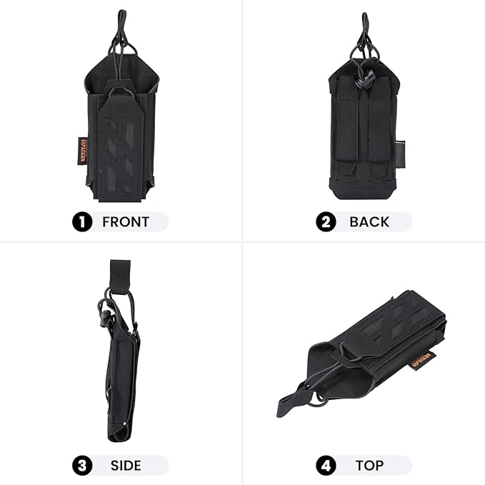 EXCELLENT ELITE SPANKER Tactical Universal Radio Holster Holder Molle Radio Pouch Adjustable for Duty Belt,Vest for Two Ways Walkie Talkie