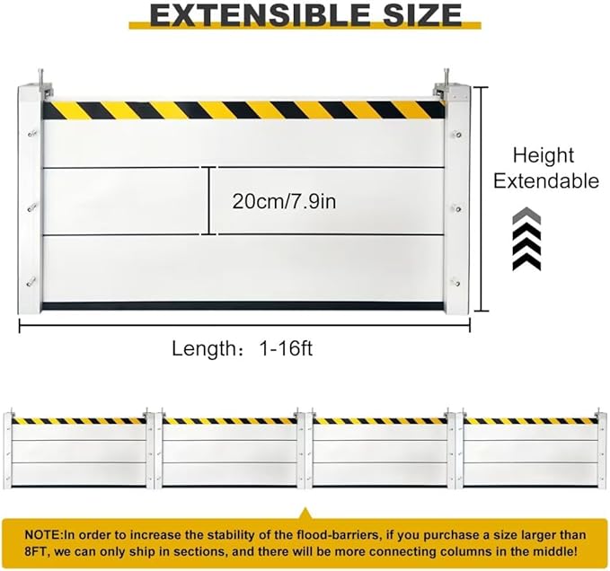 Flood Barriers for Home Exterior, Aluminum Thickened Reusable Detachable Water Barrier, Water Barriers for Flooding Protection Barrier,Home, Shop Door, Garage, Basement Entrance