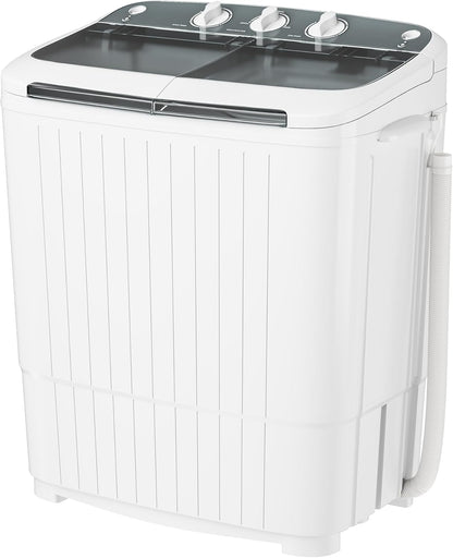 Pataku Portable Washing Machine, 17.6 Lbs Compact Mini Washer and Dryer Combo,Twin Tub Laundry Washer with Spin Cycle, Soaking Function Ideal for Apartment, Dorms, RVs Camping, Grey