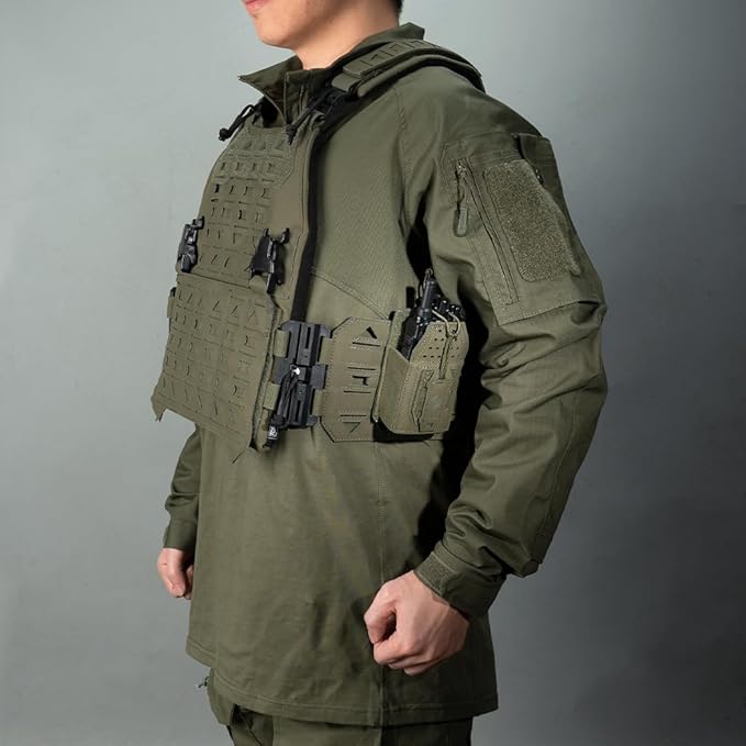 Tactical Radio Holster Molle Radio Pouch Universal Radio Holder For Walkie Talkie Motorola BaoFeng UV-5R BF-F8HP Adjustable Storage Rifle Magazine Pouch(Ranger Green)