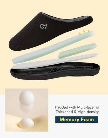 VeraCosy Men's Two-Tone Memory Foam House Slippers Indoor Outdoor Durable Rubber Sole