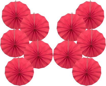 Red Birthday Decorations,DIY Red Paper Fans Hanging Decoration ,Party Supplies Party Fans 8in, Wedding Graduation Events Accessories 30 Color DIY Set （Red）