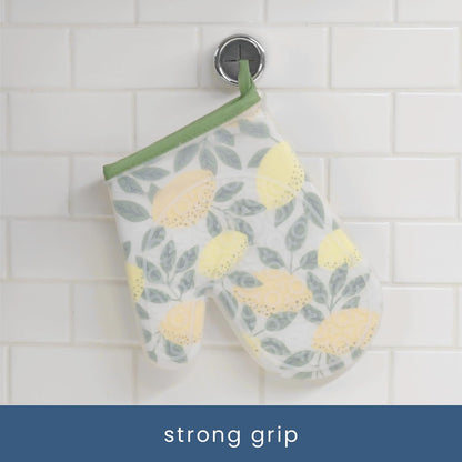 S&T INC. Round Adhesive Push Towel Hooks for Kitchen, Hand and Dish Towels, Grey, 4 Pack