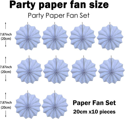 White Party Decorations,Wedding Decorations for Party Events Accessories,White Birthday Decor,Anniversary Decorations,Birthday Decorations for Men 8in Hanging Paper Fans 30 Color DIY Set(White)