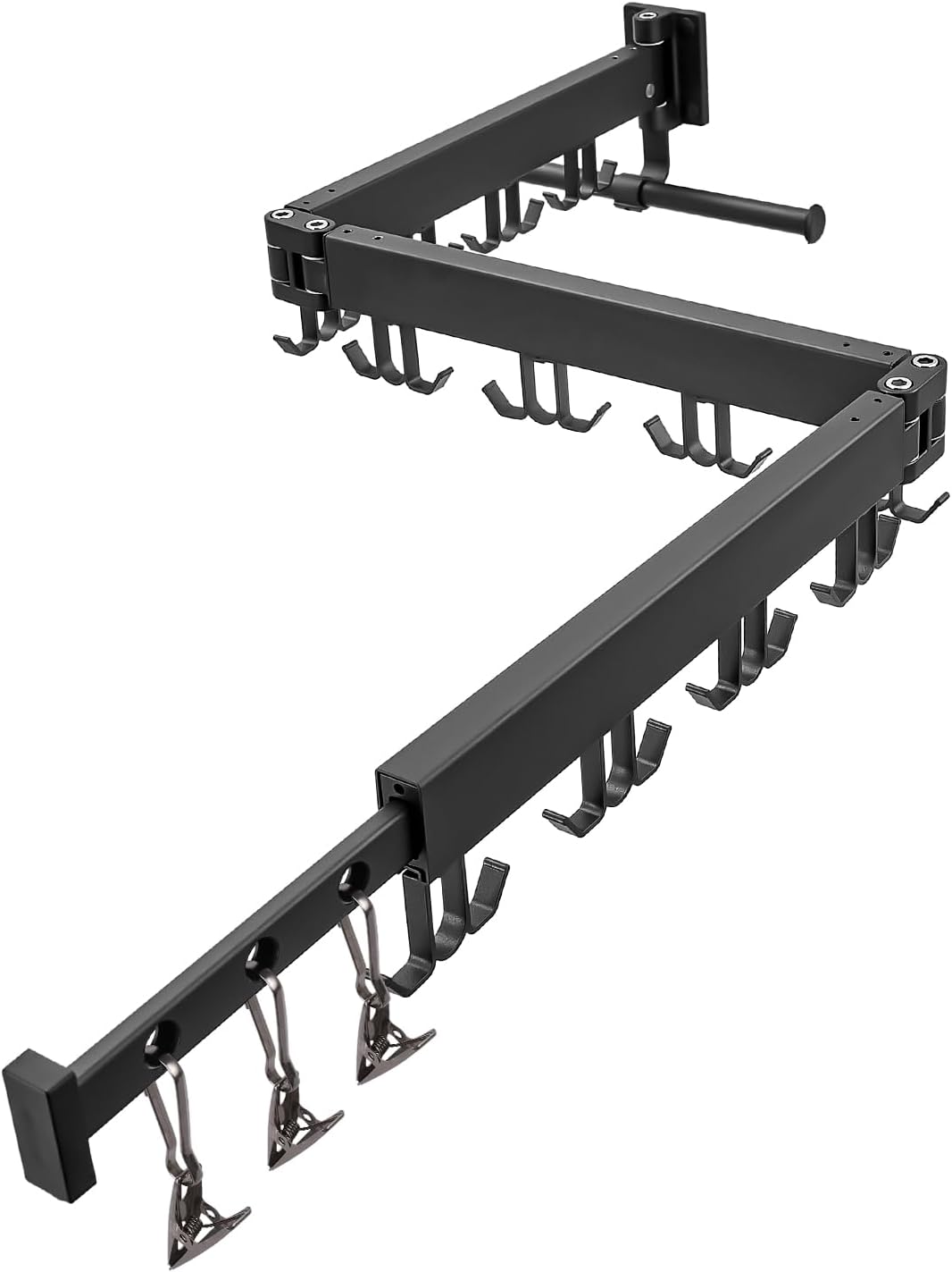 Wall Mounted Clothes Drying Rack,Drying Rack Clothing Wall Mount with Foldable Features(Tri-Fold),Space Saver,Wall Mounted Drying Rack for Laundry Balcony Bathroom (Black)