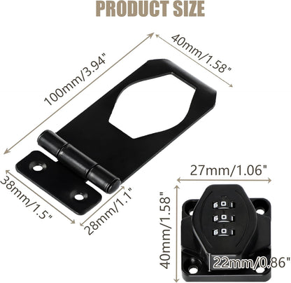 Password Rotary Hasp Locks, Digit Combination Lock Door Security Slide Latch Door Lock for Drawers, File Cabinets, Cabinets, Interior Doors, Barns, Garage Doors, Fence (4 Inch)