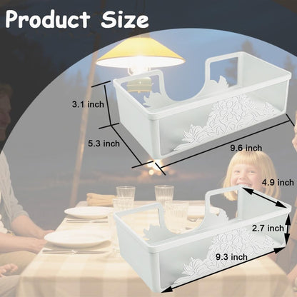 Metal Napkin Holder for Bathroom and Kitchen - White Floral Design Disposable Hand Towel Holder Tray, Guest Towel Organizer for Countertop, Paper Napkin and Towel Dispenser (White)