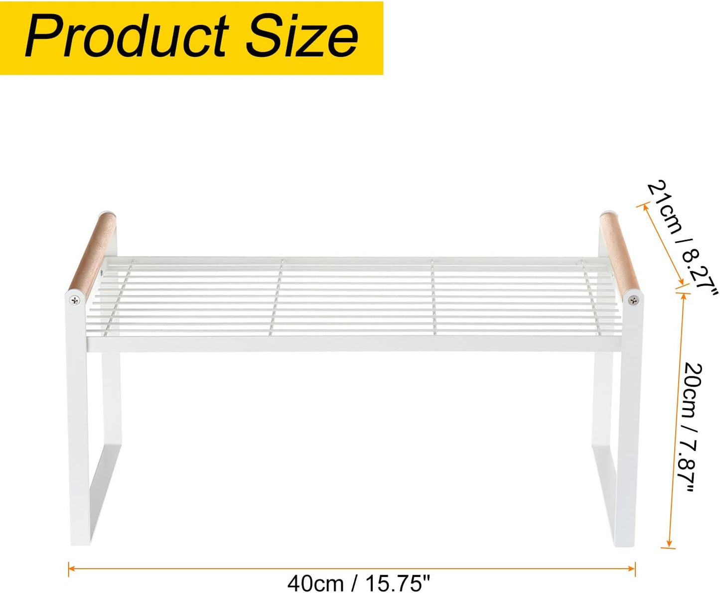 PATIKIL Kitchen Cabinet Shelf Organizer, Wood Counter Shelf Stackable Storage Shelf For Cupboard, Pantry, Corner, Under Sink - White