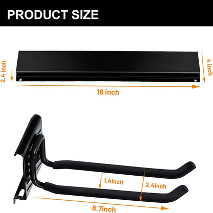 Wallmaster Garage Storage Organization Wall Mount, Garden Tool Rack Organizer Heavy Duty Folding Chair Hangers with 12 Adjustable Hooks 96inch Tracks Max Load 900lb