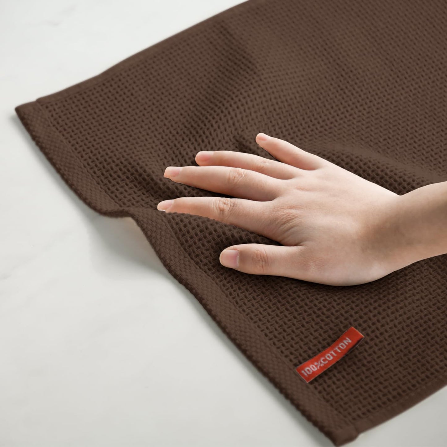 Artoid Mode 100% Cotton Dark Coffee Waffle Weave Kitchen Dish Cloths, 12x12 Inch Ultra Soft Absorbent Quick Drying Kitchen Dish Towels Set of 6