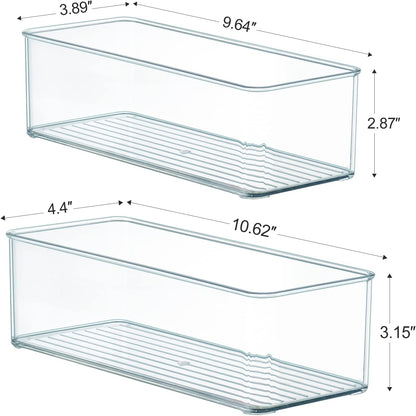 Hudgan 8 Pack Clear Plastic Drawer Organizers Set, Stackable Deep Drawer Organizer for Makeup Vanity and Desk, 2 Sizes Tall Bathroom Drawer Organizer