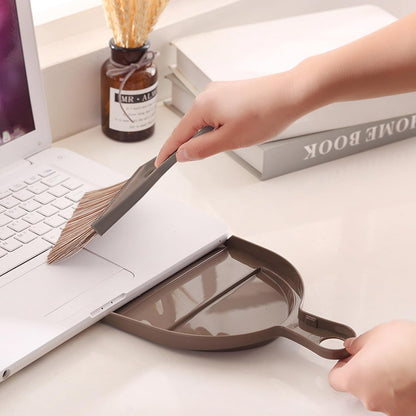Mini Broom and Dustpan Set Hand Broom with Dustpan Portable Housekeeping Cleaning Tools for Desk,Counter,Sofa,Kitchen,Office,Nest (Coffee)