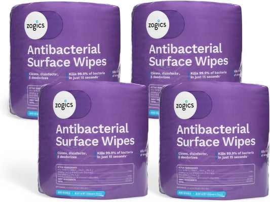 Zogics Antibacterial Wipes – Disinfecting Wipes for Sanitizing and Cleaning Surfaces and Equipment, EPA Registered Antibacterial Cleaning Wipes (3,200 Count – 4 Rolls of 800 Wipes)