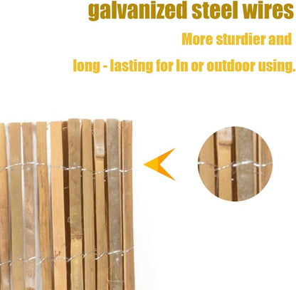 Mininfa Natural Bamboo Slat Screening, Eco-Friendly Privacy Slat Fence, Bamboo Screen Panel Roll for Balcony or as Wind and Sight Protection (1.2m x 4m)