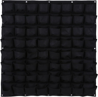 Ogrmar 64 Pockets Vertical Wall Garden Planter Plant Grow Bag for Flower Vegetable for Indoor/Outdoor (64 Pockets, Black)