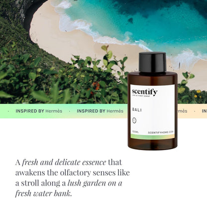 Scentify Bali Aroma Oil Refill Scent for Oil Diffusers - Lemon, Green, Amber, Musk, Woody Scents - Luxurious Relaxing Aromatherapy Diffuser Fragrance 100ml, 3.38 oz