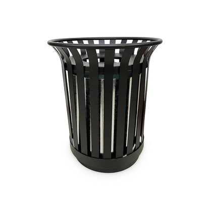 Outdoor Metal Slatted Trash Receptacle,Waste Receptacle，Commercial Trash Cans,Zone Round Garbage Bin,Square Hotel Street Patio Indoor Metal Stan (Large - Black)