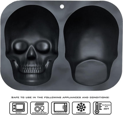 JETKONG Extra Large Silicone Skull Cake Mold Haunted Skull Baking Cake Pan for Halloween and Birthday Party