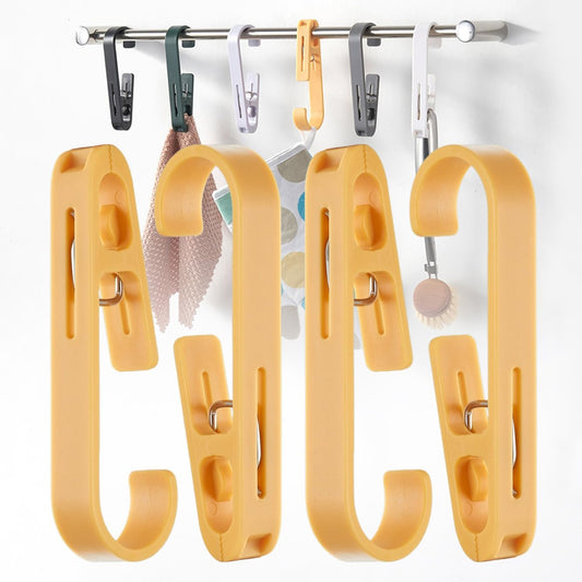 iBetterLife 4Pcs Laundry Hooks Clips Hanger - Laundry Clips with Hooks Heavy Duty Closet Organizer Clothes Pins Hanging Towel Clamps for Socks, Boot, Bras for Bathroom Wardrobe Kitchen