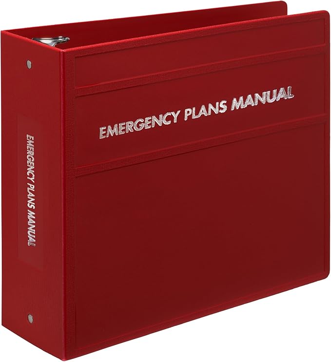 Carstens 4-Inch Heavy Duty Emergency Plans Round Ring Binder – Side Opening, Brick Red, Case of 10, Durable Plastic, No Pockets, Holds 600 Sheets, Made in USA (1891-3RCS)
