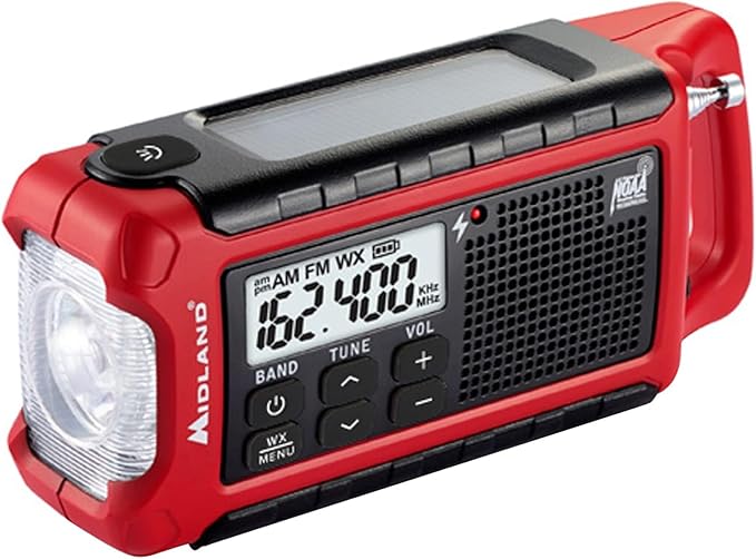Midland ER210 NOAA Emergency Weather Radio - Compact, Crank, Weather Alerts, AM/FM Radio, Multiple Power Sources, SOS Emergency Flashlight