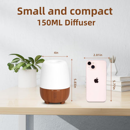 150ML Rechargeable Battery Operated Essential Oil Diffuser, Portable Cordless Aromatherapy Diffuser,7-Hour Runtime with 7 LED Color Changing Lightsfor Home,Office,Outdoor