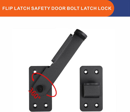 2PCS Flip Latch Lock,90 Degre Heavy Duty Gate Latch with Padlock Hole,Safety Door Bolt Latch Lock,Barn Door Lock Suitable for Wooden Fences,cabinets, bathrooms, Toilets, Windows, etc.
