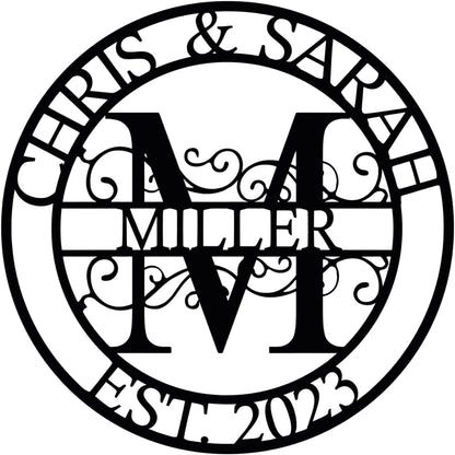Personalized Family Name Sign, Split Letter Monogram Wall Art Decor, Durable Steel Family Last Name Decor, Custom Signs Indoor or Outdoor, Personalized Wedding Gifts, Housewarming Gift