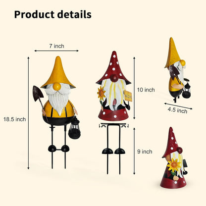 HONGLAND Metal Gnome Yard Art -18 Inch Metal Gnome Statue Garden Decor -3D Garden Outdoor Decorations -Christmas Holiday Lawn Patio Yard Garden Decor